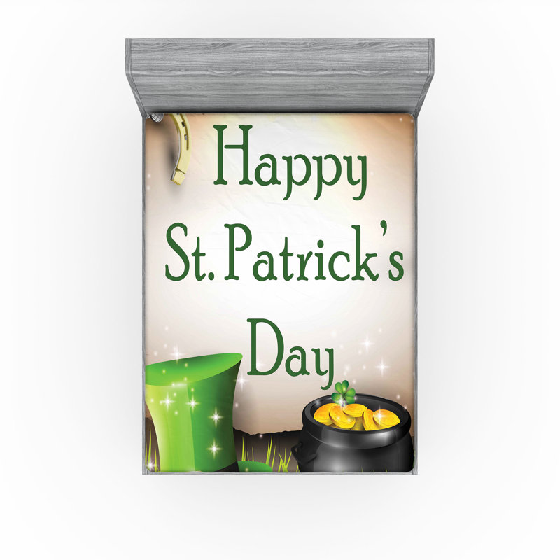 Ambesonne Irish Fitted Sheet 2-Pack St Patricks Day Multicolor, Queen Fitted Sheet