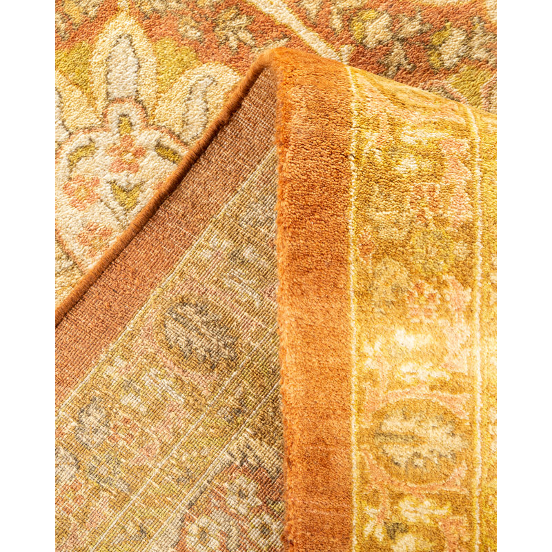 Tapis brun noué à la main de conception unique et unique 8 pi 2 po x 10 pi 4 po Oakhur