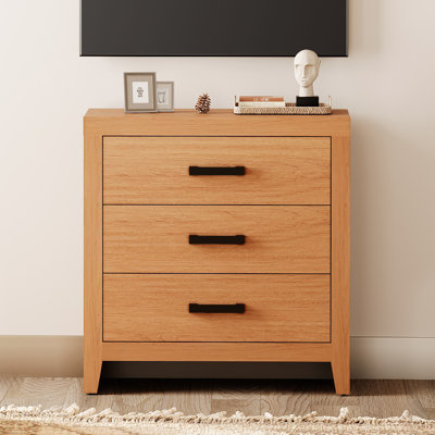 Commode 3 tiroirs pour chambre à coucher, commode en bois de style campagnard, rangement moderne pour garde-robe de chambre à coucher, couloir, salon, couloir, beige