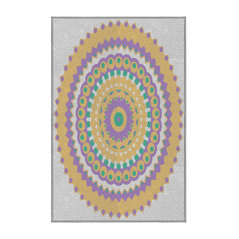 Laine tissée à la main et polyester gris/orange Tapis décoratif, Rectangle de 5 pi x 7 pi