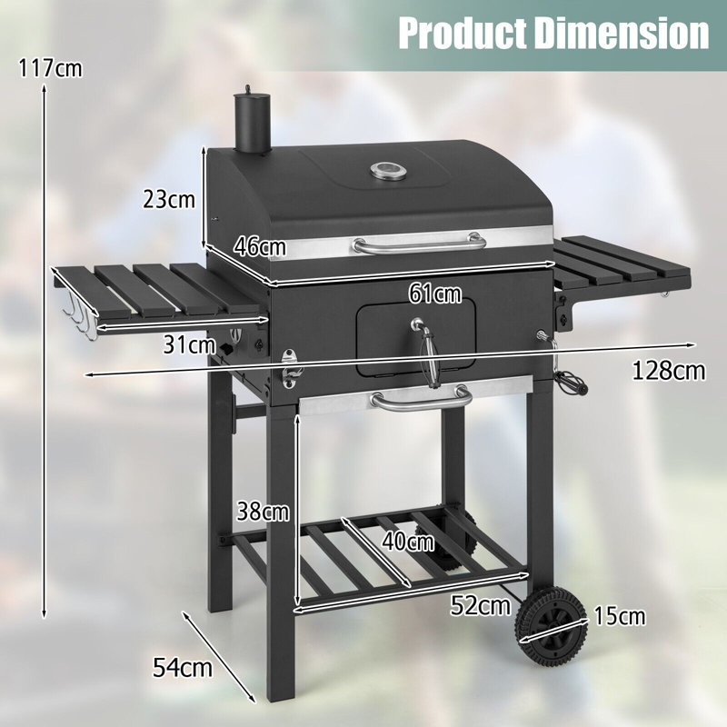 Costway 128cm W Barrel Charcoal Grill