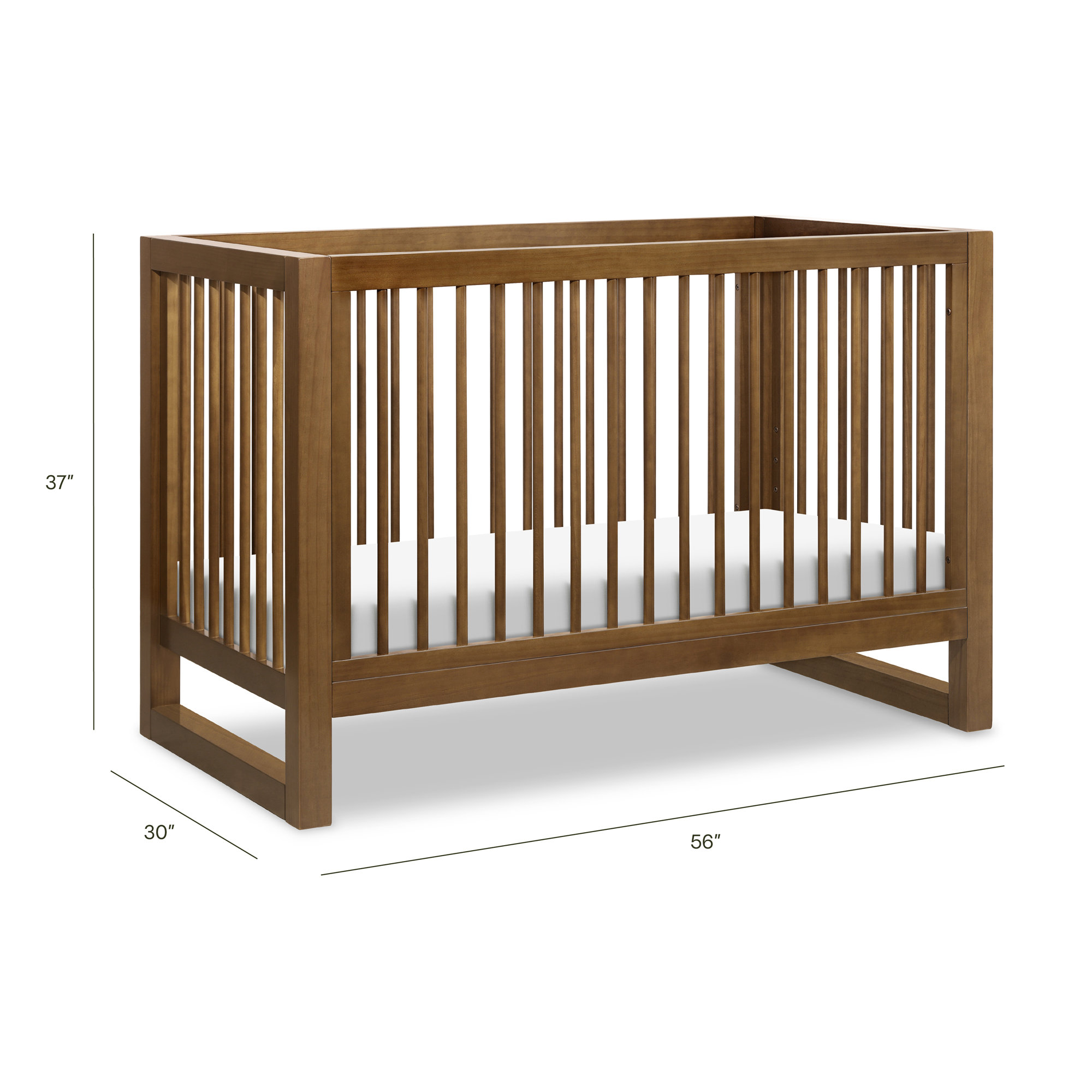 Nantucket Greenguard Gold Certified 3 -in-1 Convertible Crib, Natural Walnut