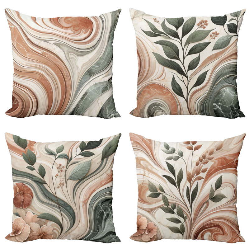 Floral Outdoor Reversible Pillow Cover, 16"H x 16"W