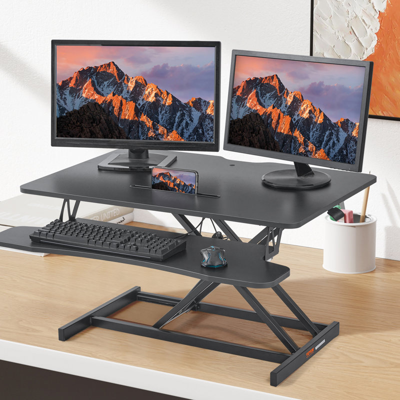 Hakimah Adjustable Metal Base Computer Desk, 19.9" H x 36" W x 29.8" D