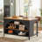 Kitchen Island With 3 Storage Shelves, 55 Inch Farmhouse Kitchen Shelf Bar Table With Large Worktop-458592064