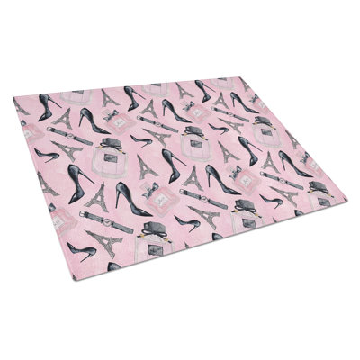 Caroline's Treasures Tempered Glass Watercolor Fashion Diva Shoes and Accessories Cutting Board
