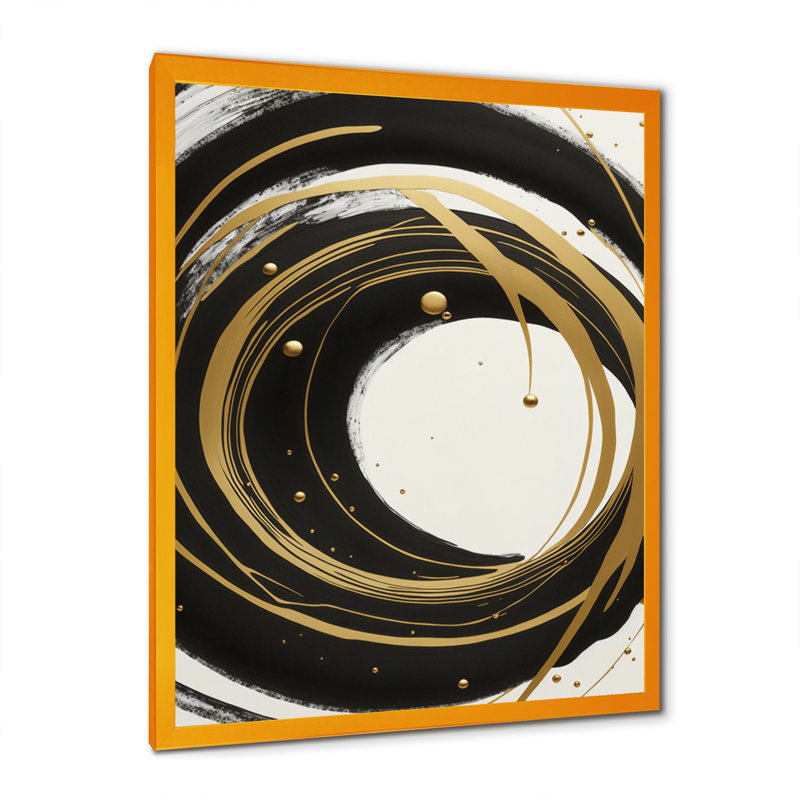 Noir, argent et or mélangeant des tourbillons III - peinture sur toile, H 32 po x l 16 po x P 1 po