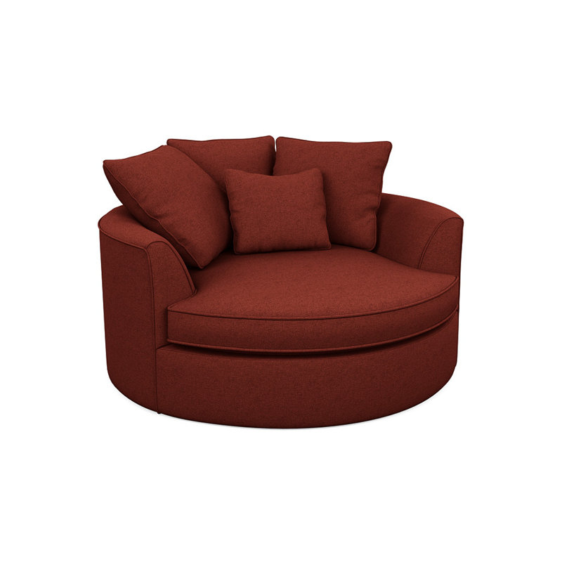 Fauteuil demi-tonneau en polyester de 61 po Ashonte Anjuan, Brique Entice