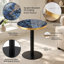 Table basse de luxe ronde de 23,6 pouces, plateau en panneau de fibres à densité moyenne en marbre UV, bandes de chant en acier inoxydable, base à piédestal en métal-248306102
