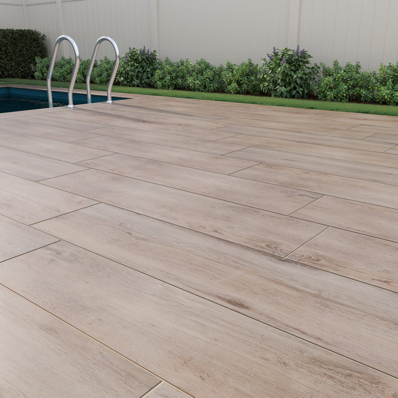 Duravia 12 in. x 48 in. x 0.79 in. Matte Porcelain Stone Look Paver (8 sq. ft./unit, 2 Pieces), Briar Ashwood
