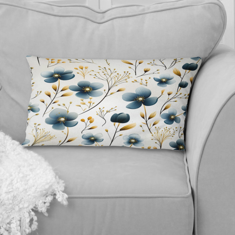 Motif floral pétales de fleurs bleues - coussin imprimé floral