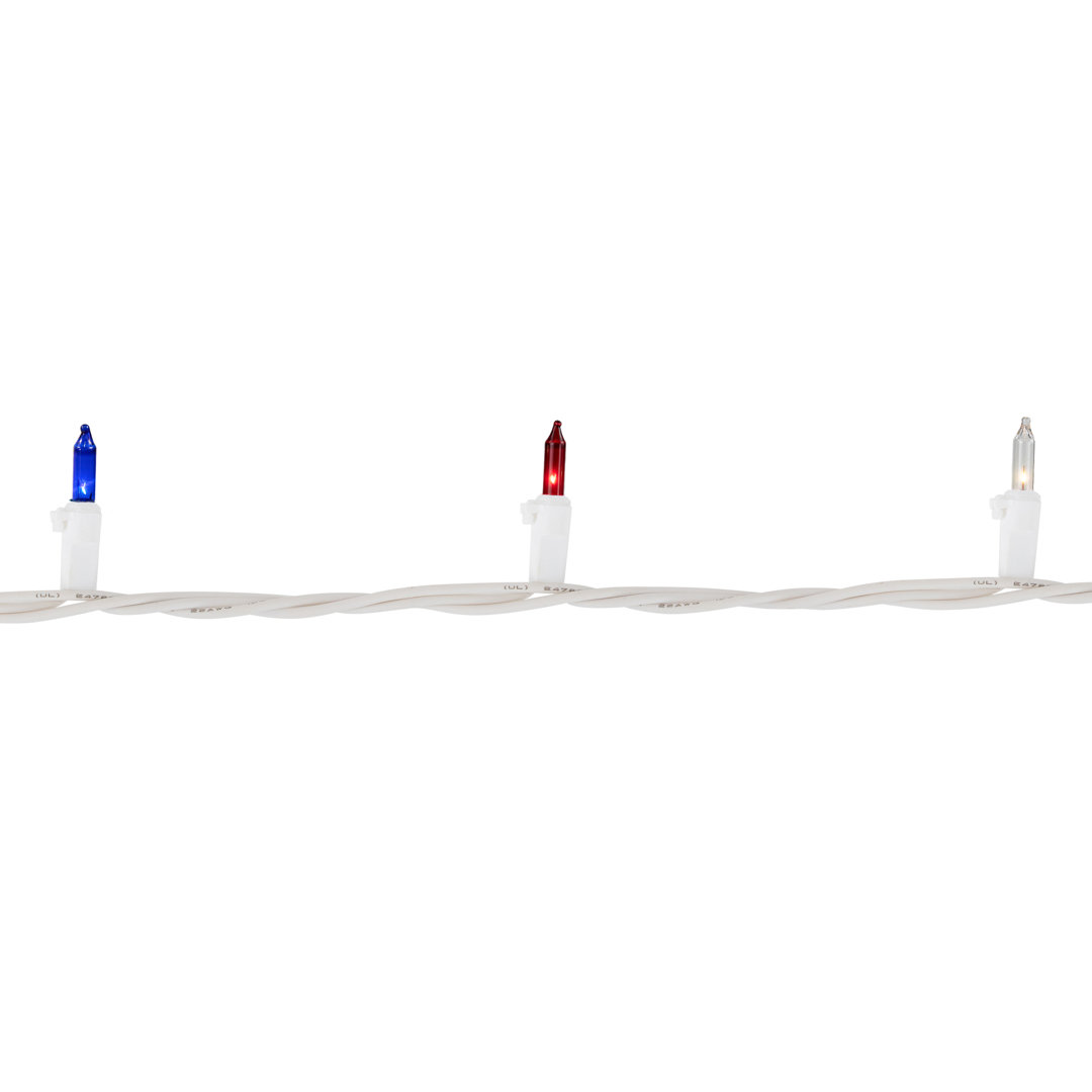 100-Count Red White Blue 4th of July Mini Light Set 20ft White Wire Northlight Seasonal
