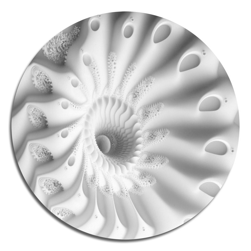 Blanc fractal en spirale en V - impression sans cadre, L 16 po x H 16 po
