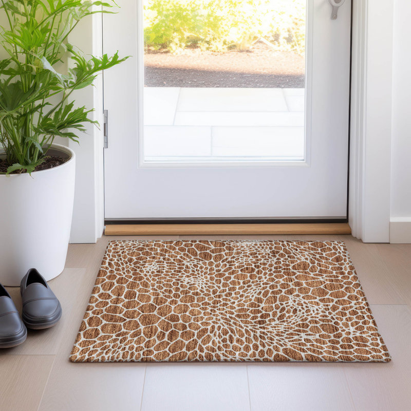 Premium Machine Washable Prisco Paprika Rug, Rectangle 1'8" x 2'6"