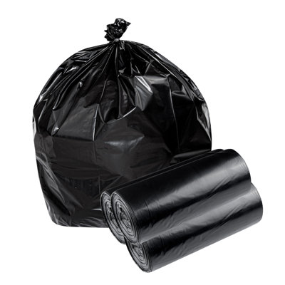 Restaurantware-RW Clean 45 Gallon Trash Bags, 100 Heavy-Duty Garbage Can Liners - Fits 40-45 Gallon Trash Cans, Stretchable, Black Plastic Bin Liners, With Star Seal Bottom