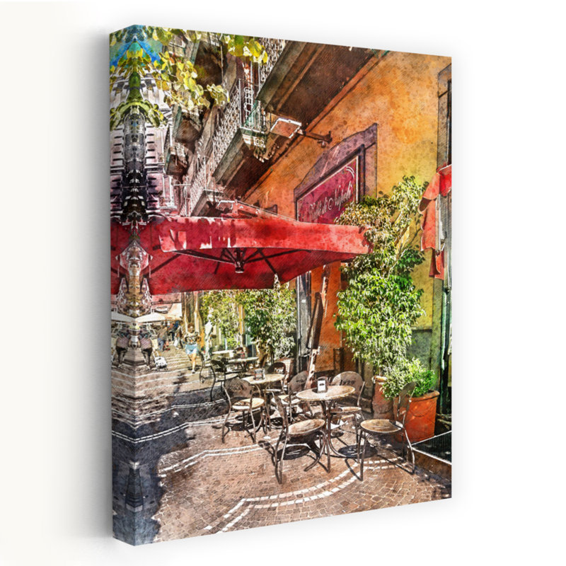 Charmant café d'extérieur classique romantique ville d'été, 48" H x 32" W