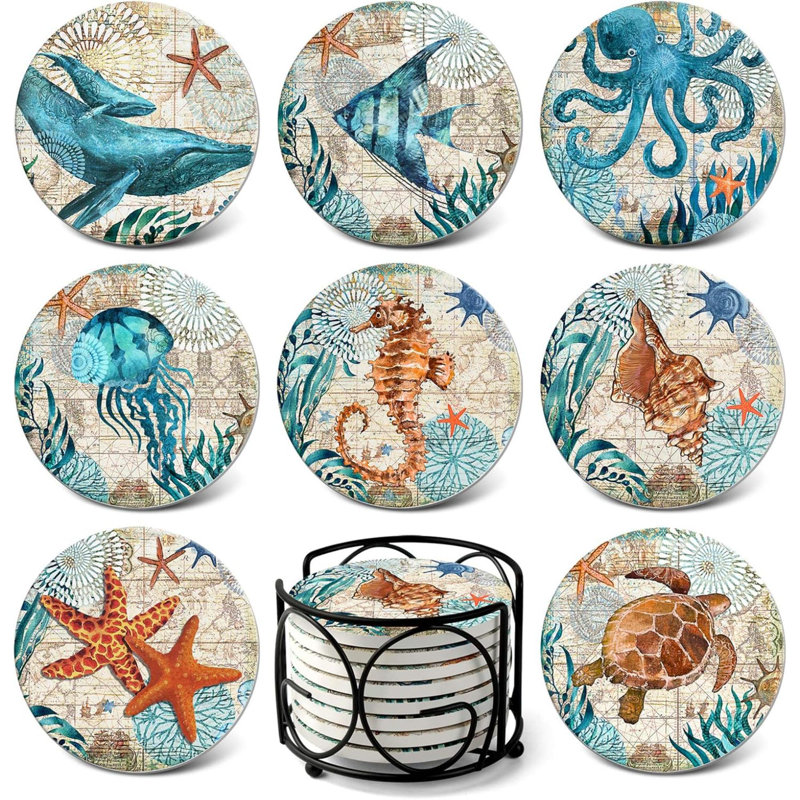 Sous-verres en bois absorbant pour l'océan