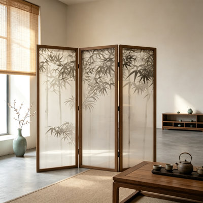 Bamboo Shadow 6 Panel Gauze Folding Room Divider