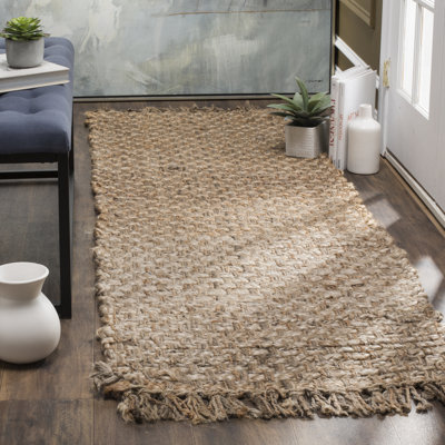 Tapis de couleur unie en jute tissé à la main Jakwaun