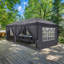 3x6m Pop Up Canopy Tent, Dark Grey Waterproof Market Stall Gazebo with Sidewalls & Windows