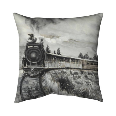 Steam engine train - 20"x20" Throw pillow cover - Poly twill - Print on demand