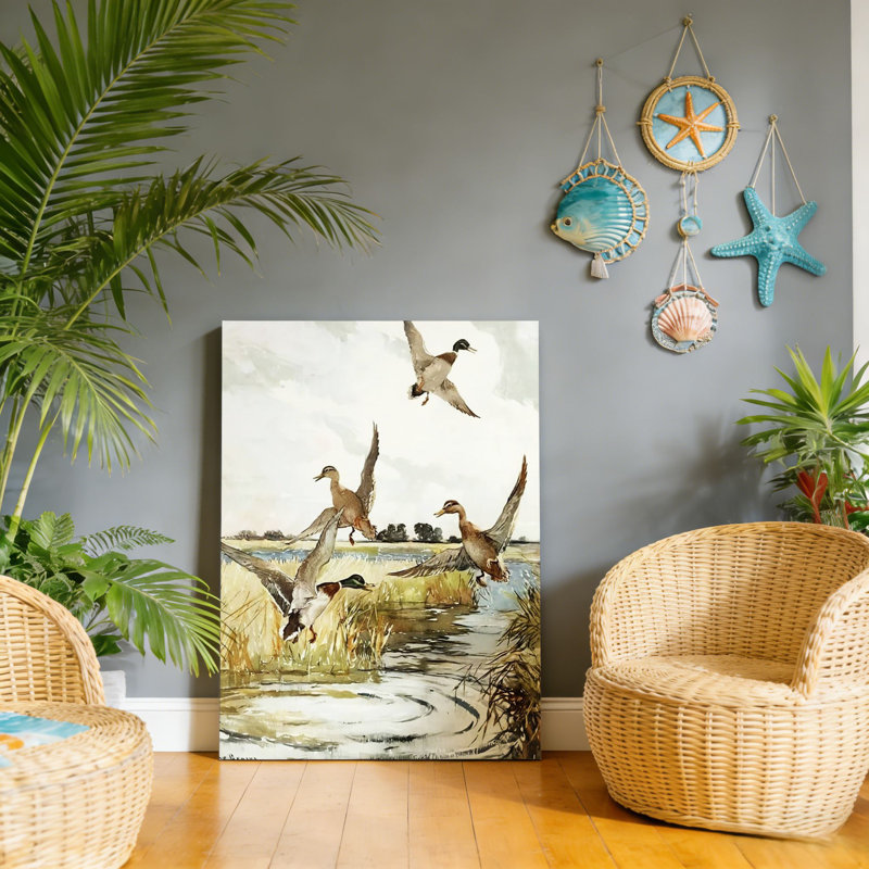 Canard rétro, art mural à cadre en bois à l'arrière, 30 L x 20 l