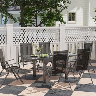 Rectangular 7 - Piece 6 - People 180Cm L Outdoor Table Set