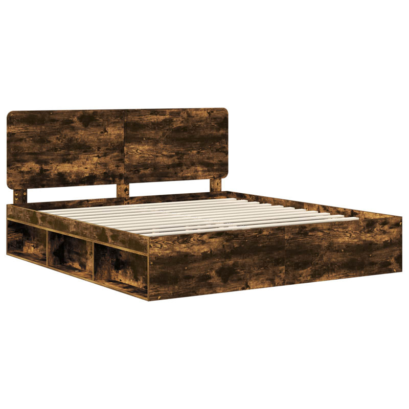Solid Wood Bed, Smoked Oak, Super King (6')