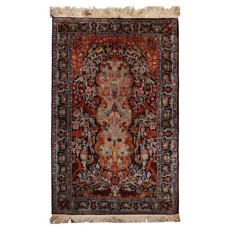 Tapis traditionnel 100% soie noué à la main 3x5