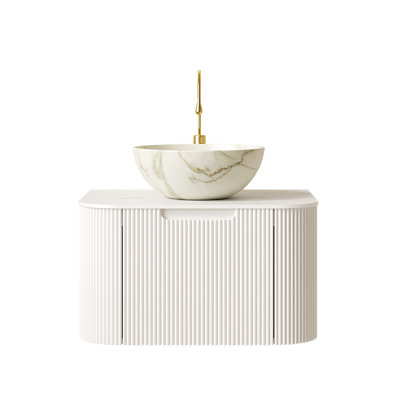 Meuble-lavabo flottant à rayures Anka
