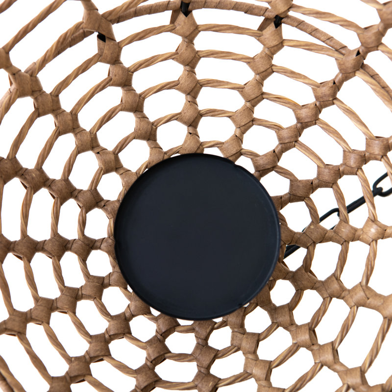 Luminaire suspendu en osier avec télécommande SUNJoy - noir, Marron clair