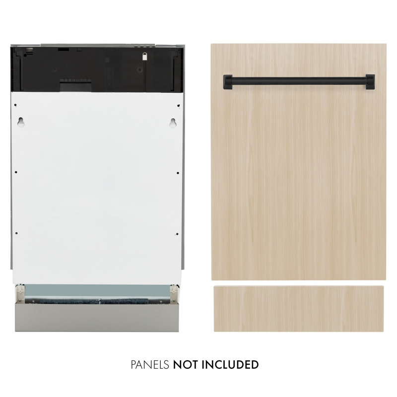 Zline Autograph Edition 18” Tallac Series 3rd Rack Top Control Dishwasher In Custom Panel Ready With Champagne Bronze Handle, 51dba