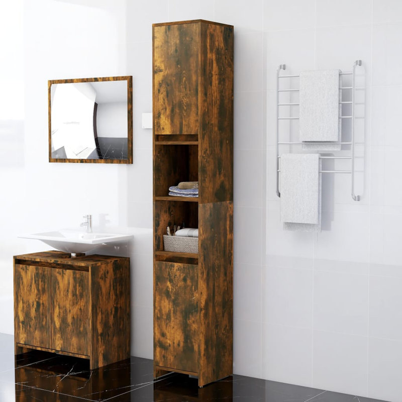 Dorjan Bathroom Cabinet Engineered Wood Rack, Smoked Oak
