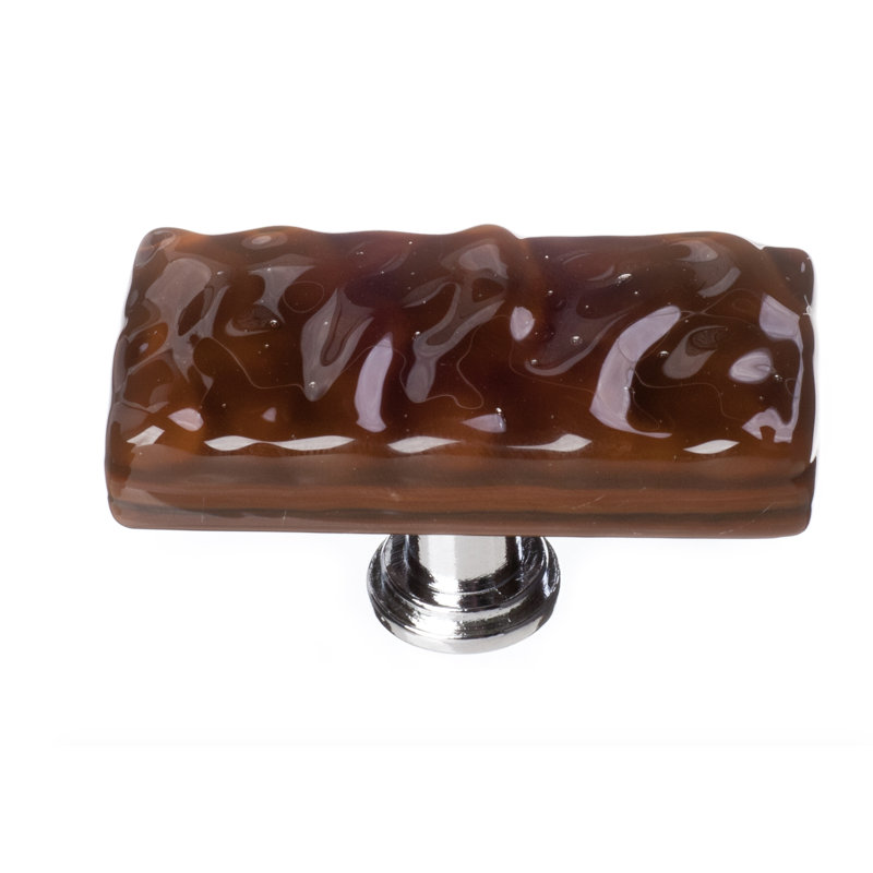 Glacier Rectangular Knob, Woodland Brown/Polished Chrome