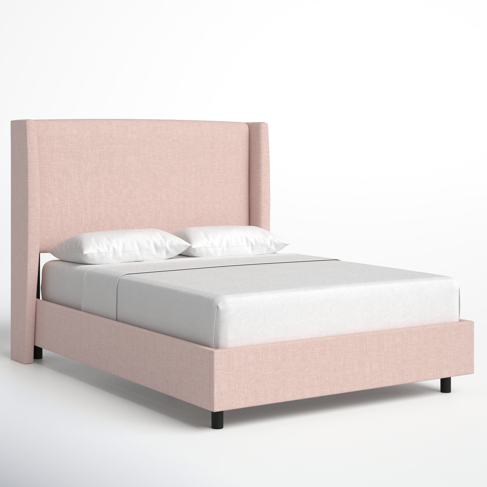 Tilly Linen Upholstered Wingback Bed, Zuma Rosequartz Textured Linen, Full