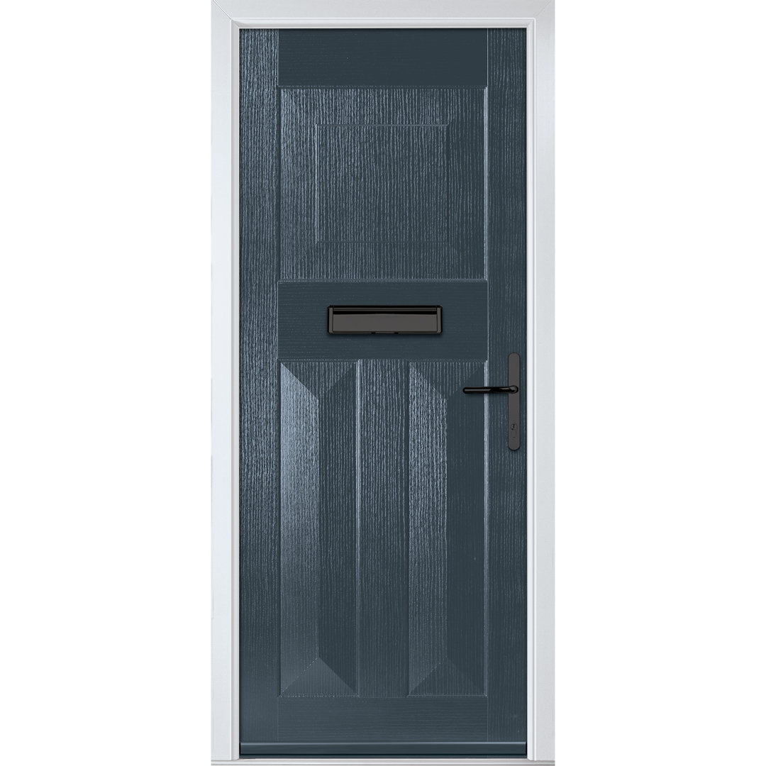Crystal GRP Front door Eaton Solid Green 890mm x 2090mm Open in Left hand None Glass