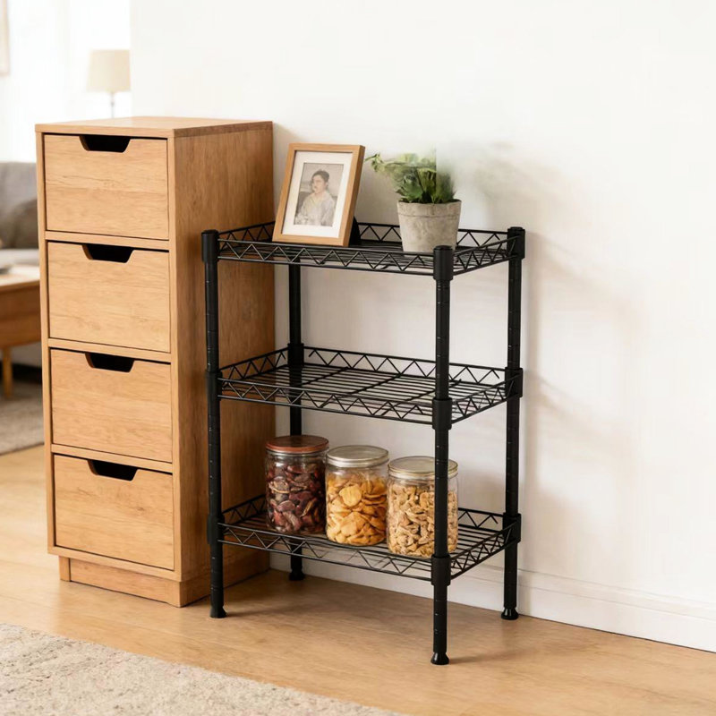 Étagère de rangement en métal à 3 niveaux pour la chambre à coucher et la cuisine, profondeur 18,18 po, orientation verticale, unité de salle de bain ajustable facile à installer, largeur 11,74 po, H 24,21 po