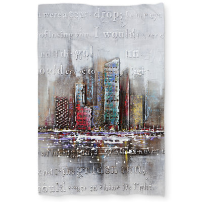 Cityscape with Typography in Relief Duvet Cover | Bedroom Decor
