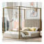 Grand lit plateforme à baldaquin avec tête de lit et structure en métal, beige