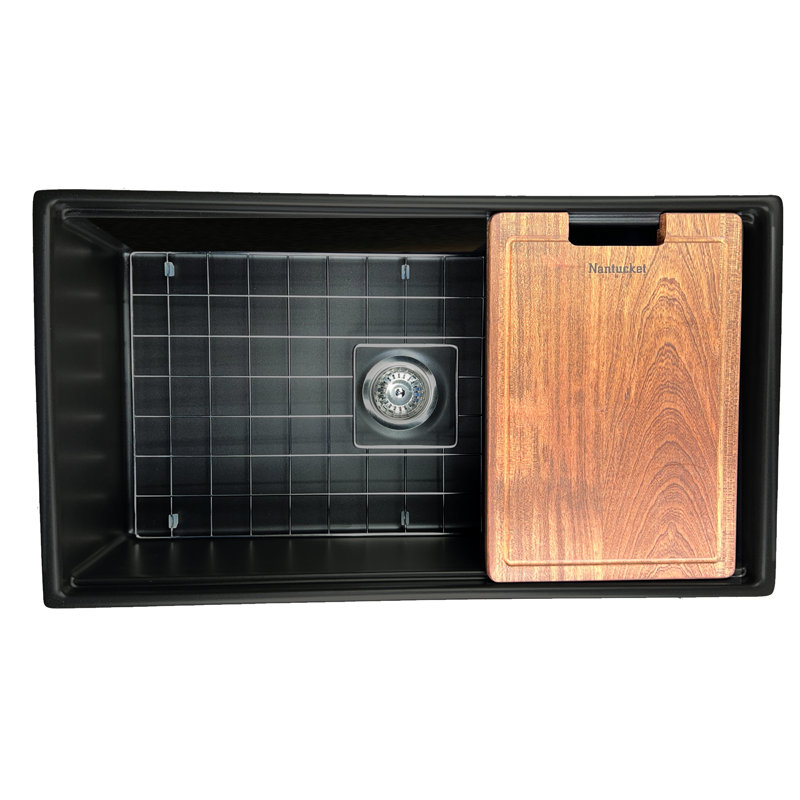 Cape 33'' L Single Basin Kitchen Sink, Matte Black