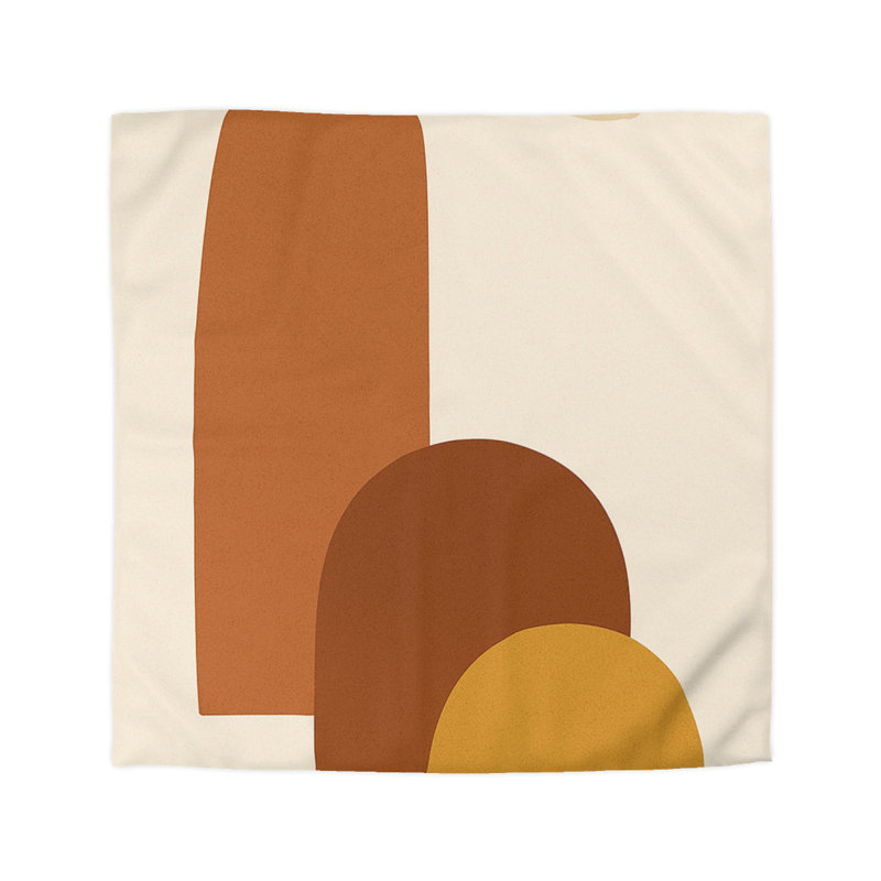 Microfiber Duvet Cover Boho Style, Design 16, Queen Duvet Cover, Orange/Brown/Yellow/Cream