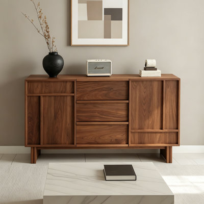 Solid wood multi-functional storage sideboard