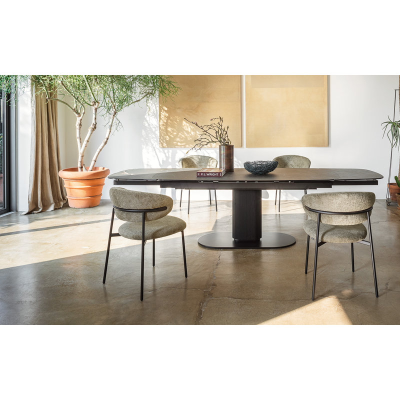 Cameo Extendable Tables, Canaletto Walnut/Matt Bronze, Calacatta Paonazzo