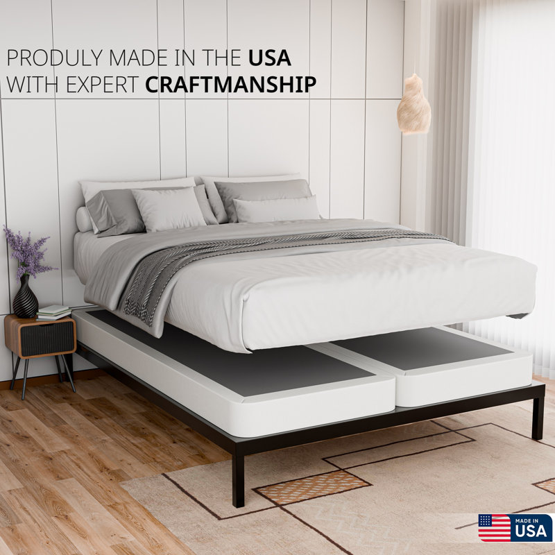Sommier tapissier / base en bois fendu pour support de matelas, entièrement assemblé, Complète, Profil bas (4 po)