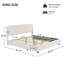 Lit plateforme très grand avec boucle, lit plateforme tapissier en tissu doux avec tête de lit courbée, beige