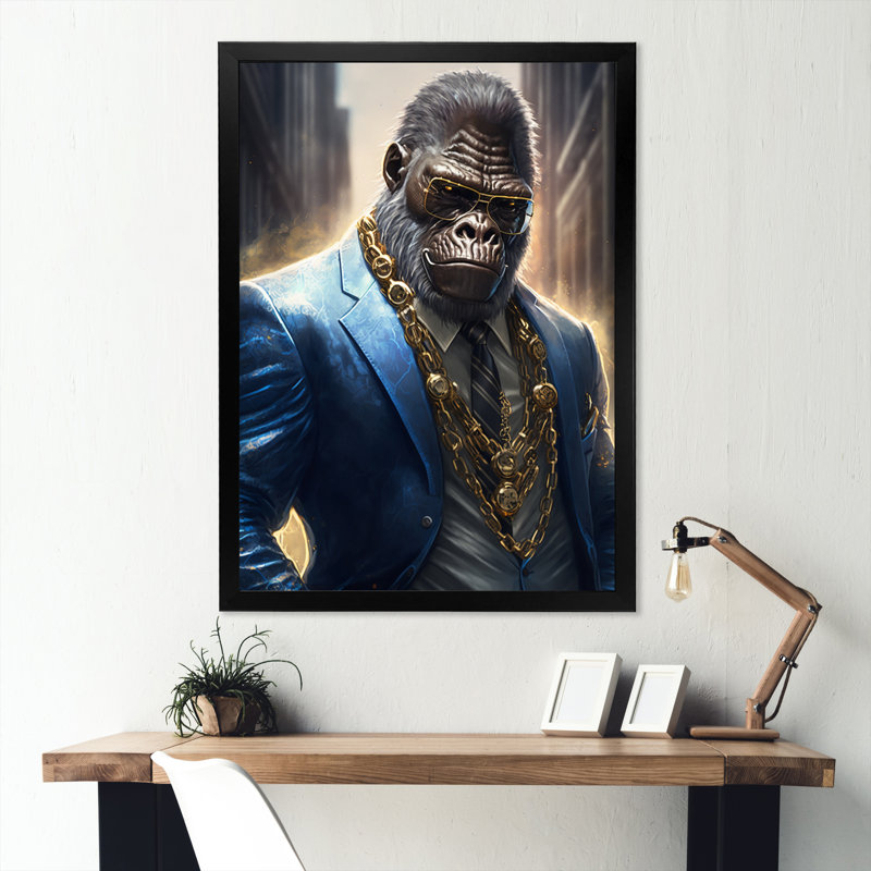 «Gangster Gorilla II», reproduction d'art sur toile simple, L 12 po x H 20 po, Noir