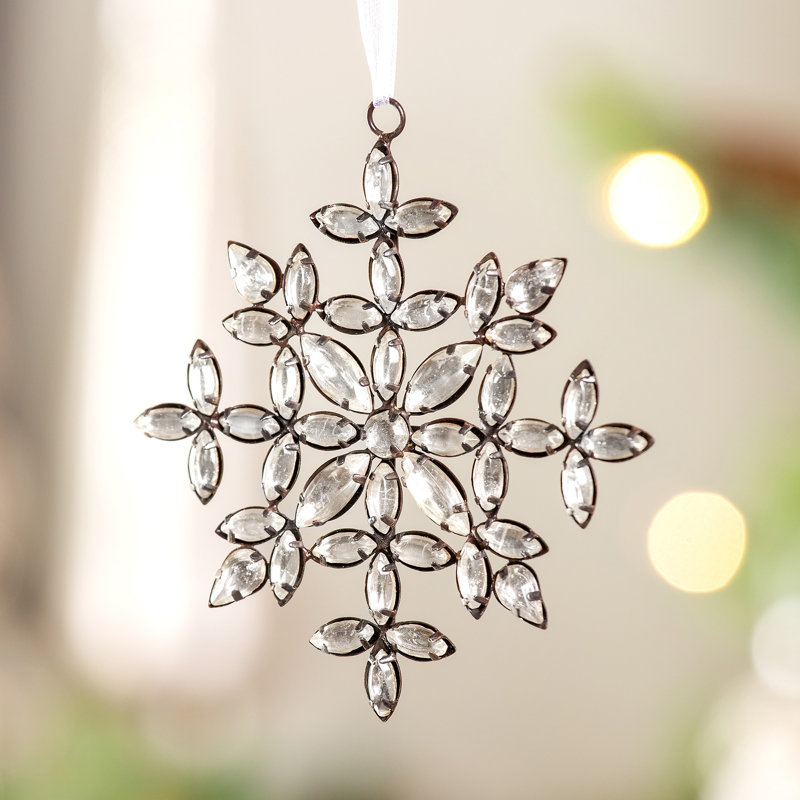 Joyeux Noel 4.25'' Snowflakes Hanging Figurine Ornament