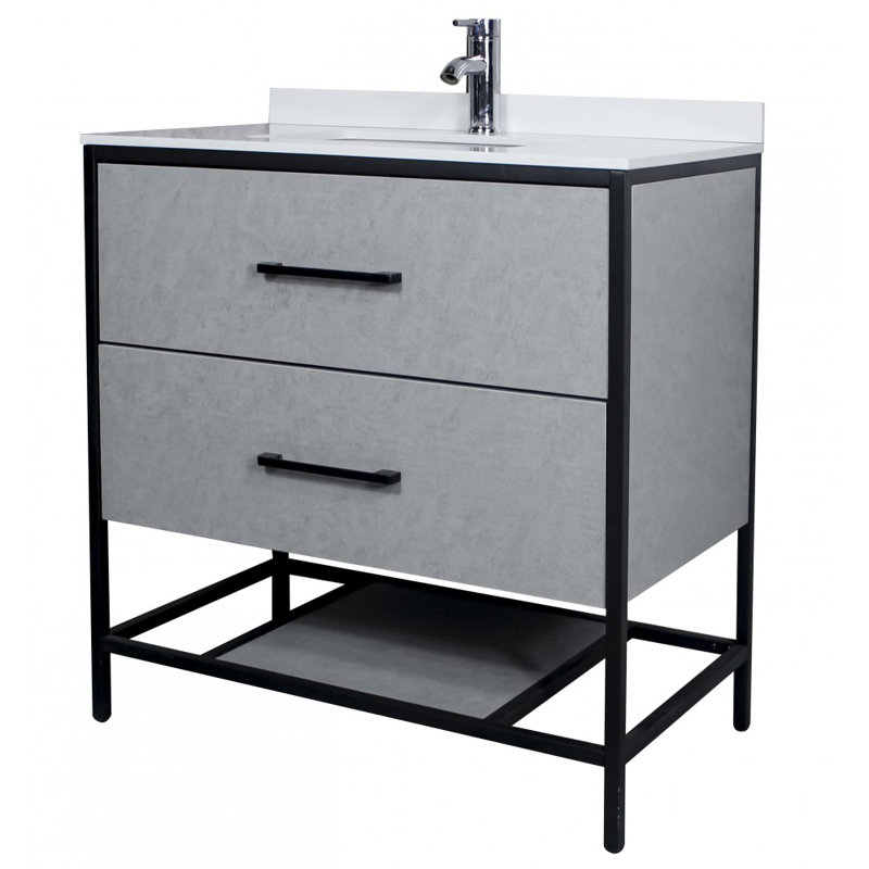 Ensemble de meuble-lavabo simple 32 po Christenbury, Honneur gris / noir