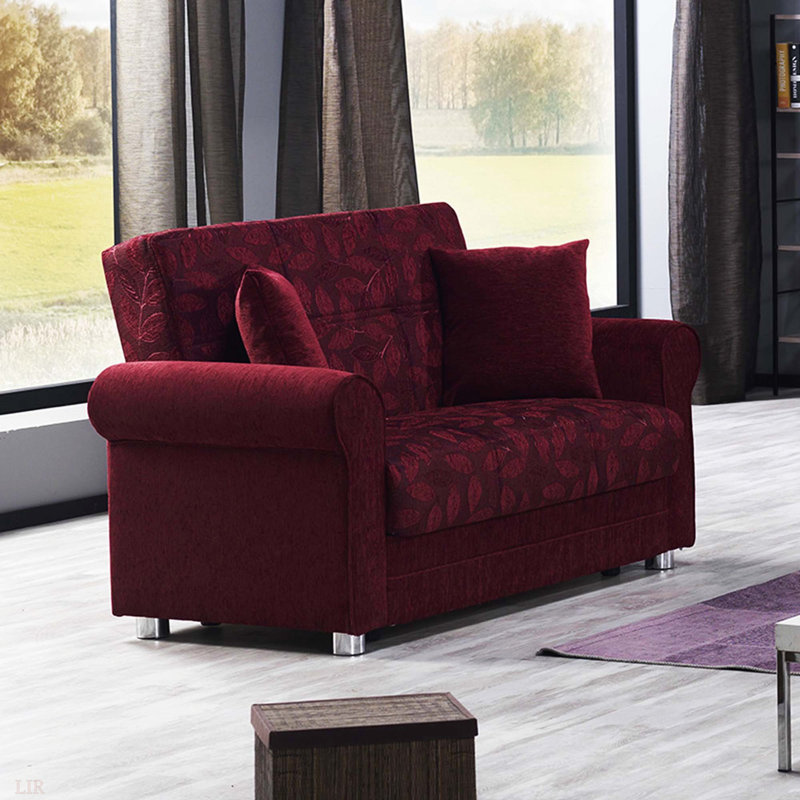 Causeuse convertible avec rangement PrimeNest Grandera Collection, Bourgogne