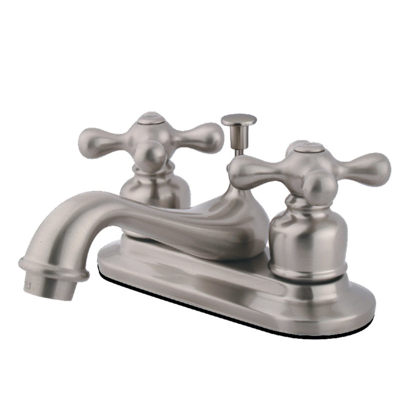 Robinet de salle de bain central à fixation à deux poignées à 3 trous à fixation sur le comptoir 4 po Kingston, Nickel brossé